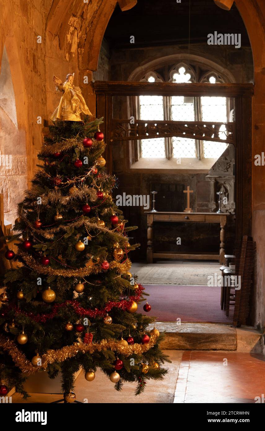 Christmas tree in St. Michael`s Church, WestonunderWetherley
